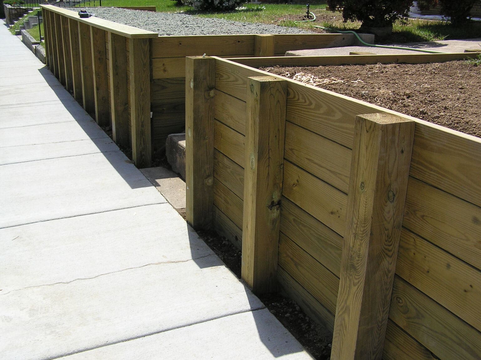 Wood Post Retaining Wall