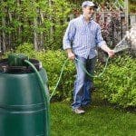 Solar powered RainPerfect rain barrel pump.