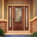 3panelFCM Therma-Tru Fiber-Classic Mahogany door with side lites and privacy glass.