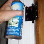 Use Teflon or other spray lubricant to quiet squeaky hinges.