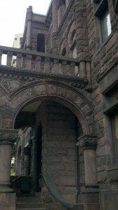 A segmented arch in a Victorian era Richardsonian Romanesque mansion.