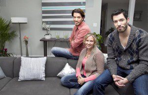 Drew and Jonathan with a client they helped get into their dream home on an episode of 'Property Brothers'