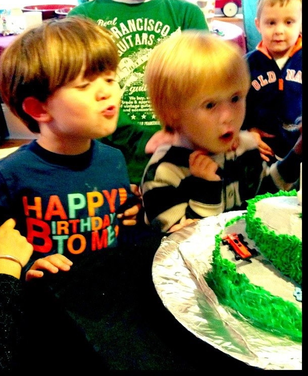 Jack blowing birthday candle