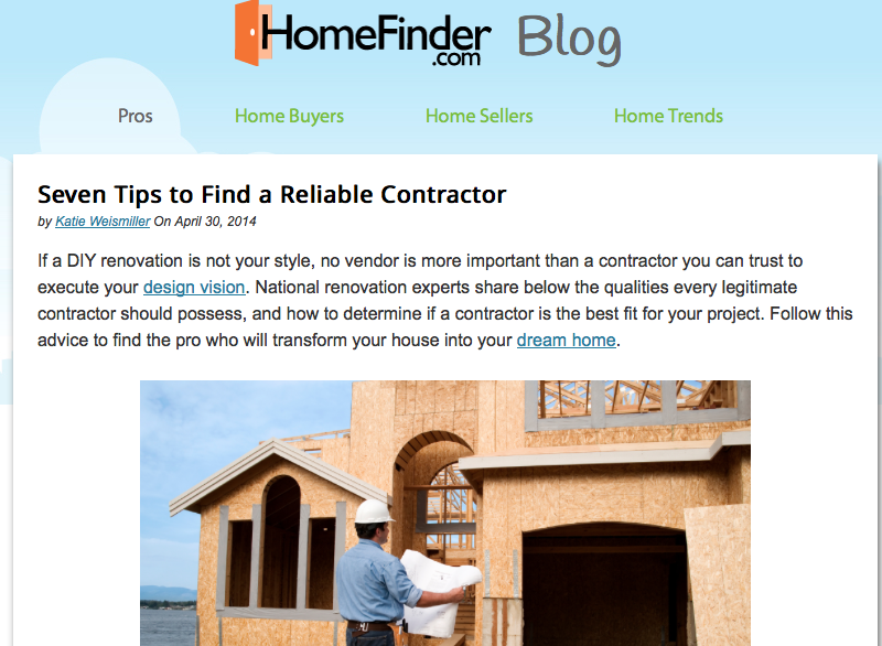 Home Finder Blog - reliable Contractor