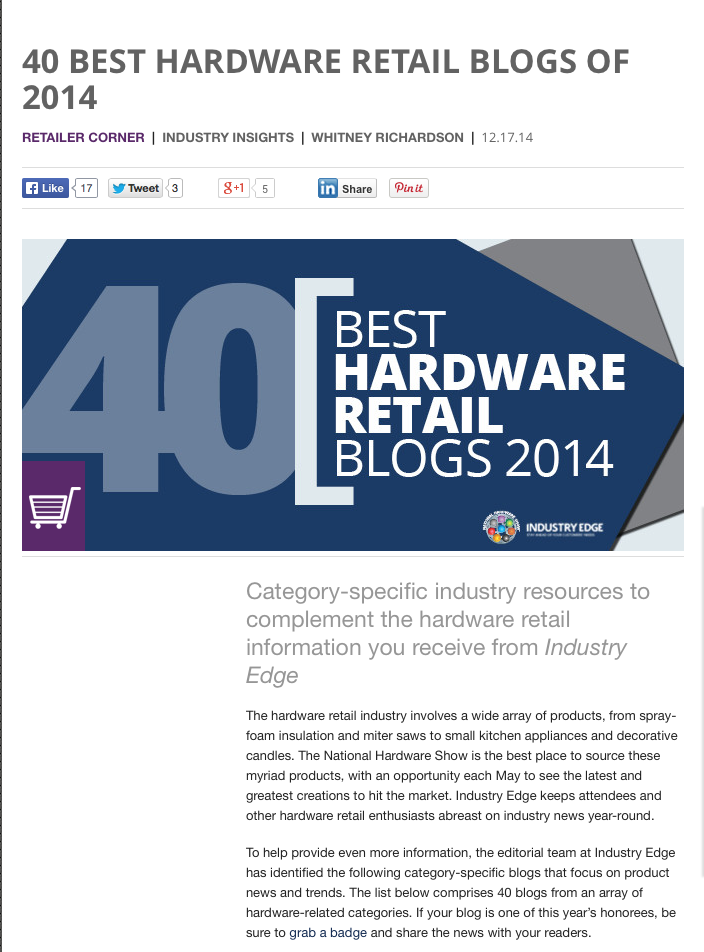 Industry Edge NHS - MyFixitUpLife - 40 Best Blogs
