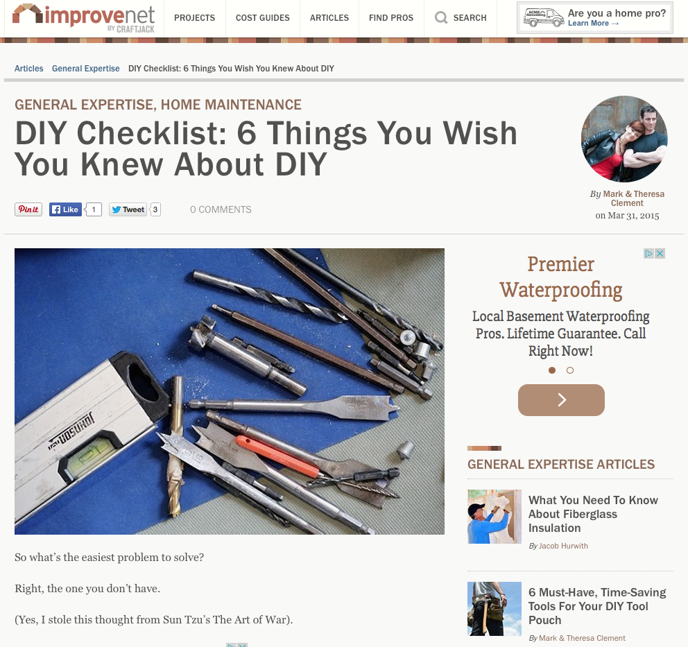 DIY Checklist - Improvenet - MyFixitUpLife