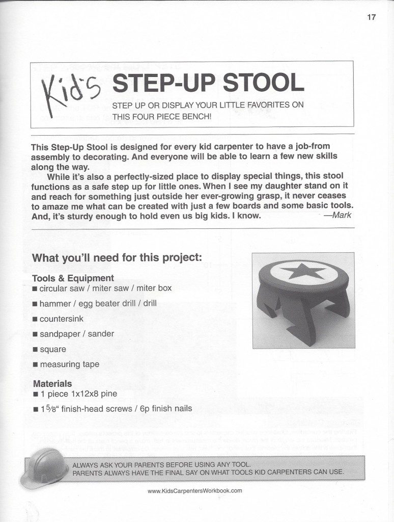Kid's Carpenter's Notebook - Step up Stool - MyFixitUpLife
