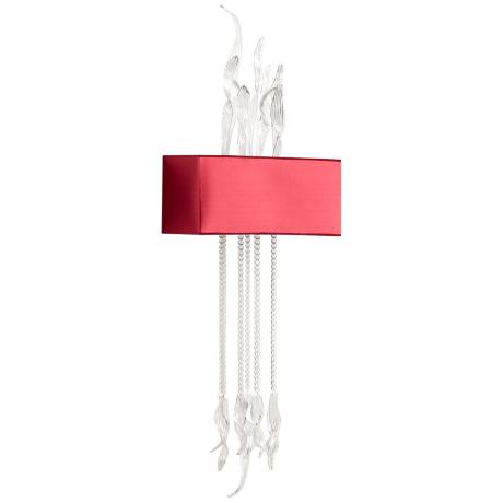 Islet Clear Glass and Red Wall Sconce has twisted, clear rods with tendril accents. 