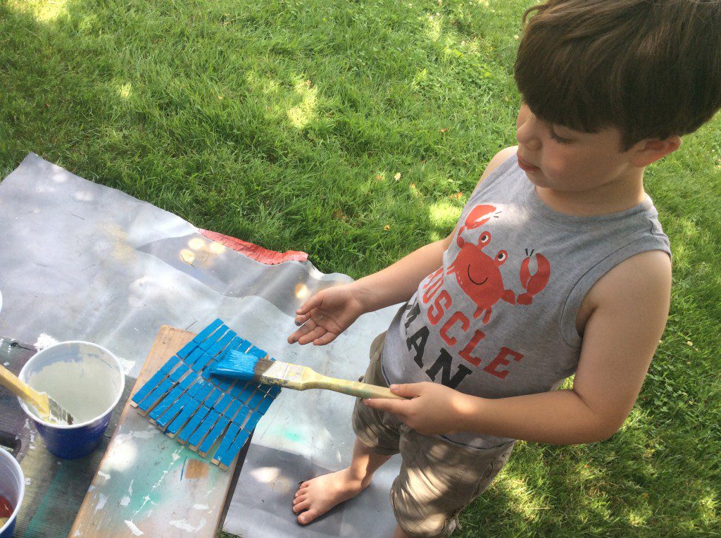 Best part of a project for Jack? Painting. I think it combines his love of color and potential for mess. 