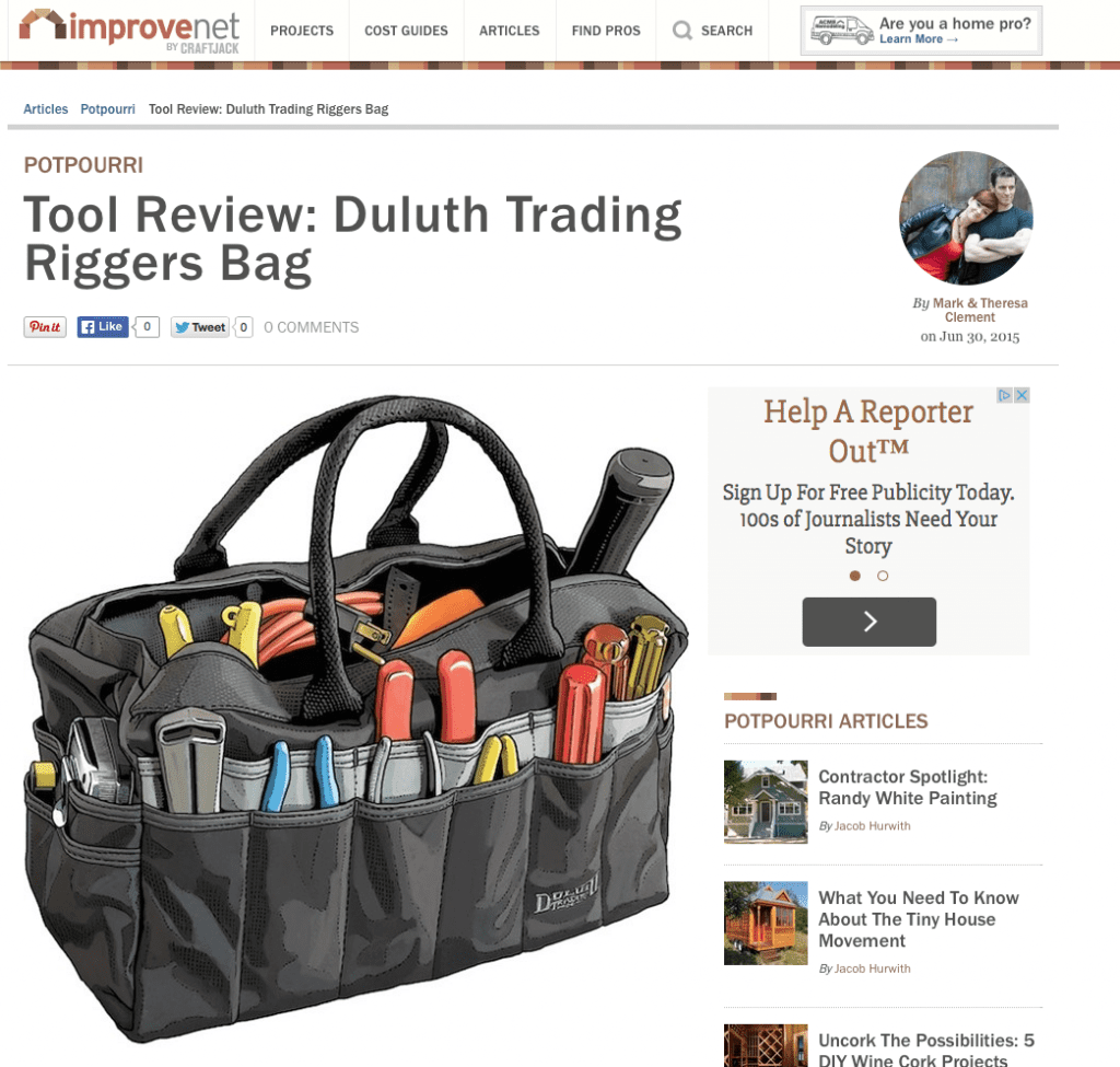 Duluth Trading Riggers Bag - Improvenet - MyFixitUpLife