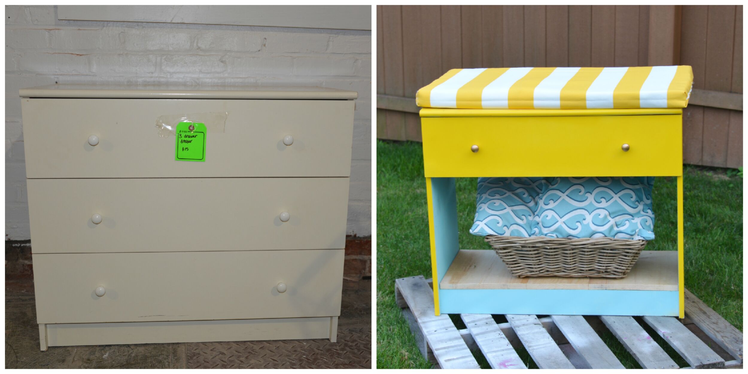 Before and After storage bench _Habitat ReStore_MyFixitUpLife