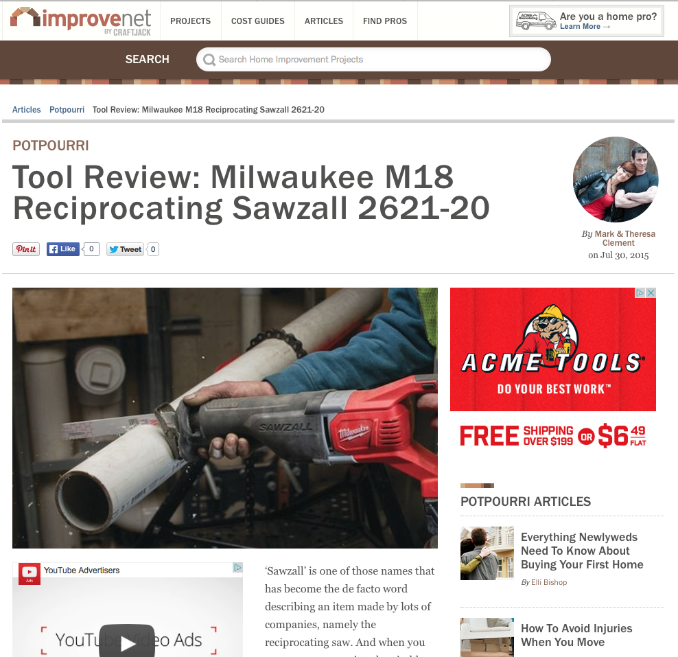 Improvenet - Milwaukee M18 sawzall - MyFixitUpLife