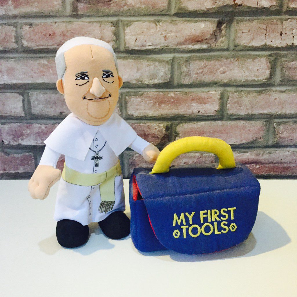 Plush pope francis is visiting ready to DIY. 