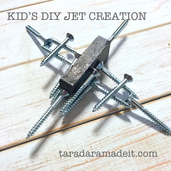 TaraDara's son made this amazingly creative jet out of the screws they were using and a magnet.