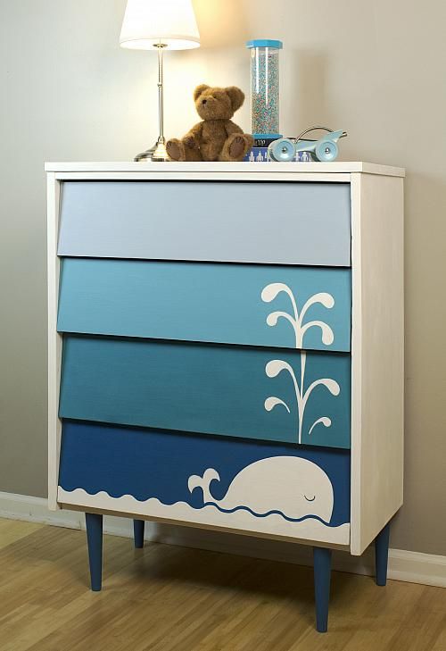 This fun whale dresser is actually an analogous color scheme. It has blue, blue-green, and blue-violet.
