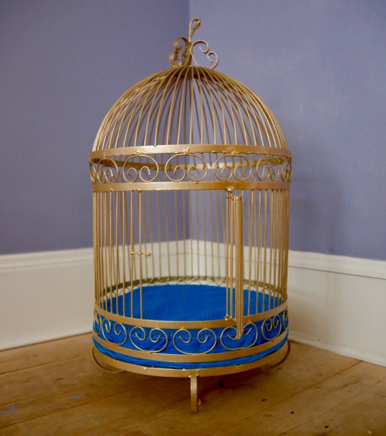 A birdcage makeover into a DIY cat bed. Sylvester the cat would be proud.