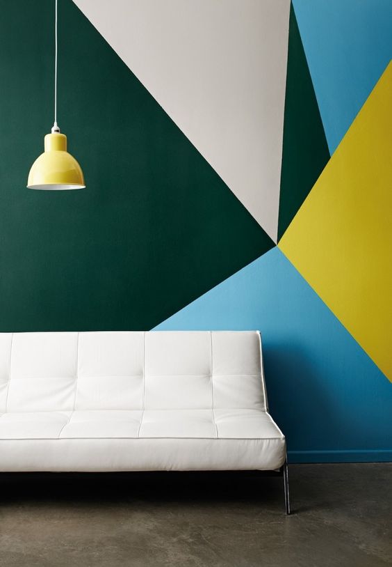  This might be my favorite painted wall. The styling of the sofa and lamp make it truly a work of art.