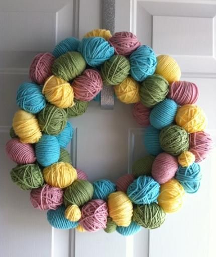 easter egg designs yarn wreath