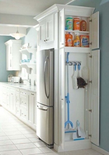 A smart use of space, and perfect for a family home with Alzheimer’s. The cleaning supplies would visually disappear, and be less of a safety issue.
