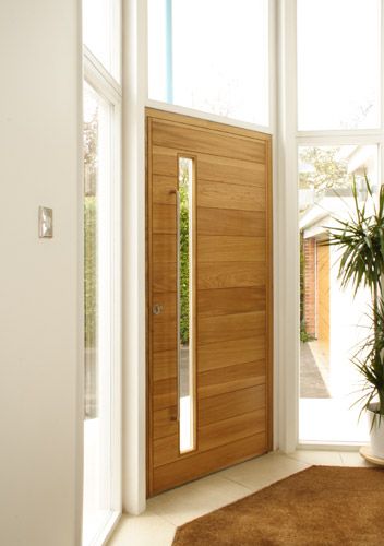  A mid-century modern style with an earthy wood texture entry door.
