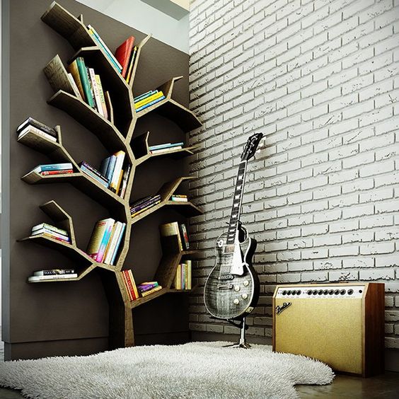 A tree shelf is a fun whimsical addition to any room