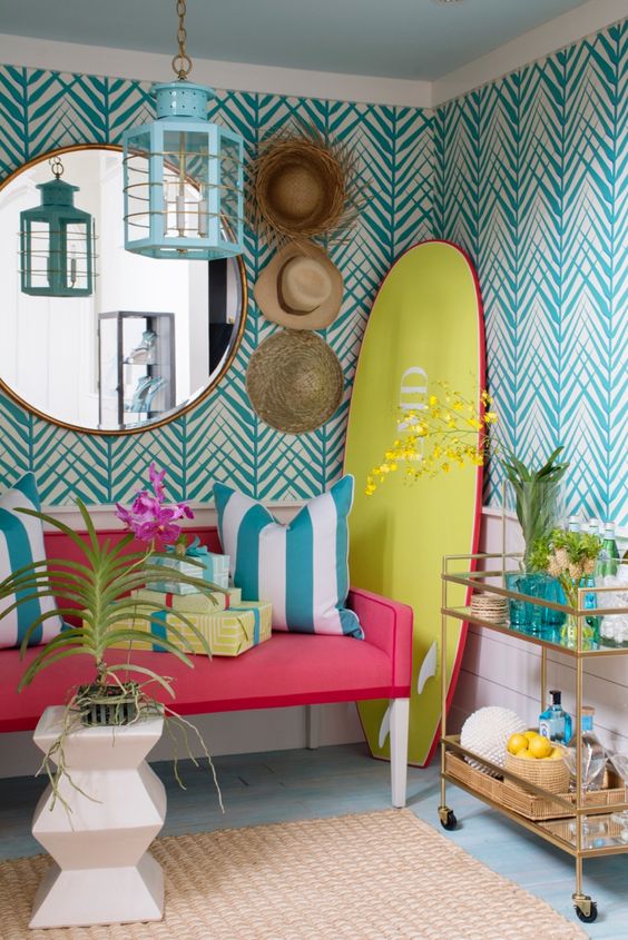 HOSS Fun and exuberant, this beachy space is modern.