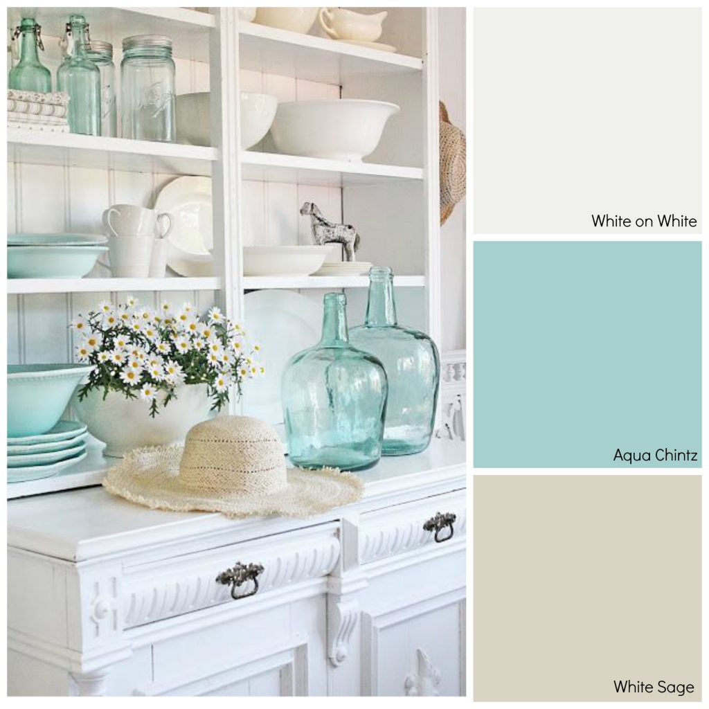 If you enjoy these vintage charm colors, pick up White on White, Aqua Chintz and White Sage.