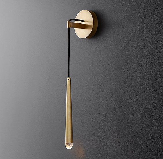 Hello brass lighting, you could be a doorbell pull or a drink pull. RH Modern's Aquitaine Sconce 21