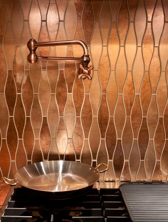 Copper backsplash kitchen HossDesign