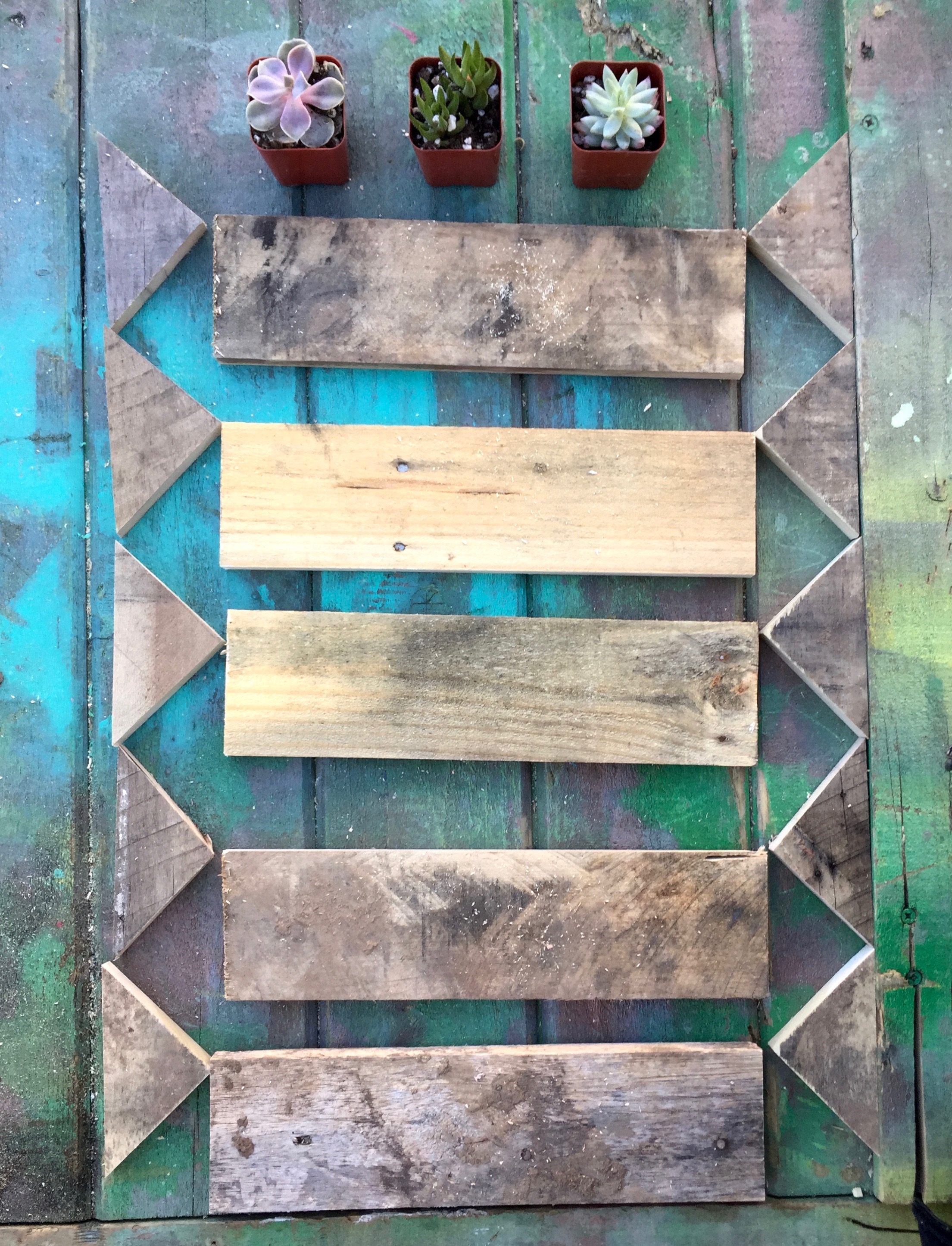 5 layout the pieces for the planter boxes Minwax Succulent Pallet Wood Wall Art