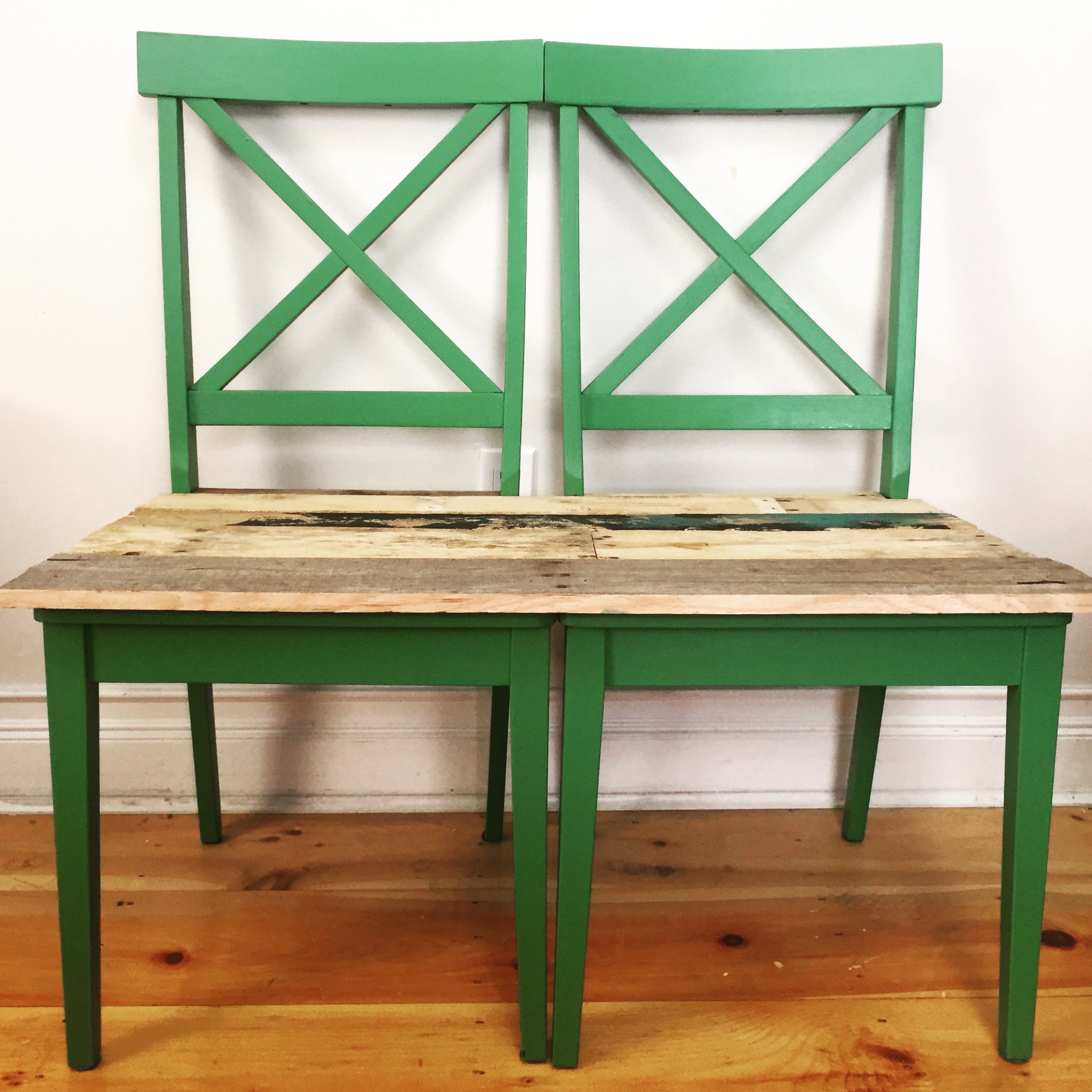 Chair pallet bench upcycle MyFixitUpLife green