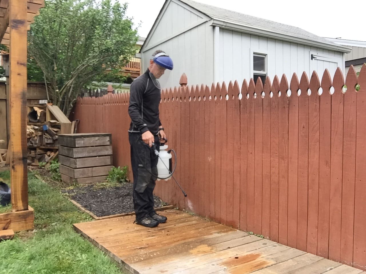 Man v. Pergola How to clean, stain and seal a wood pergola