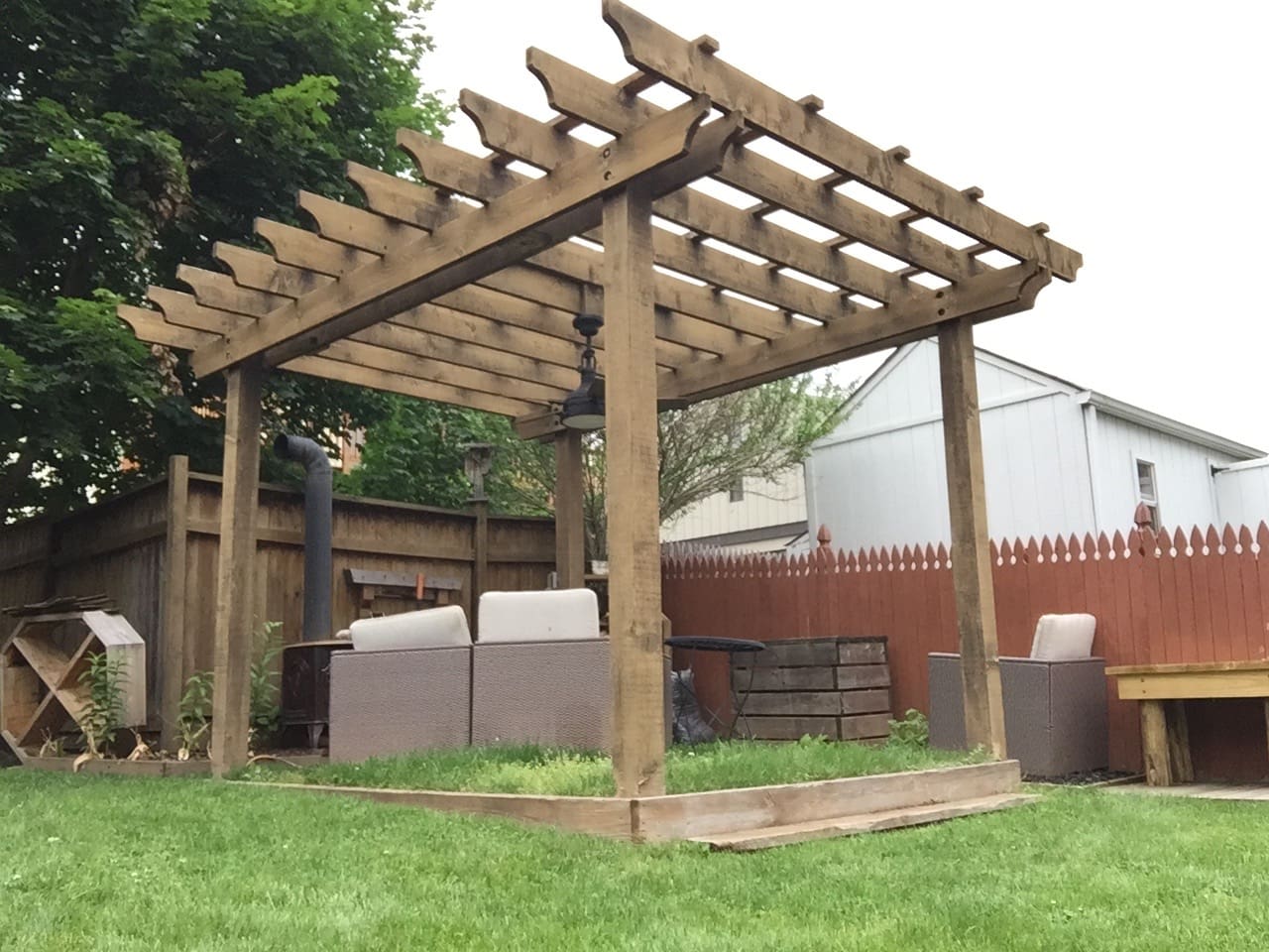 Man v. Pergola How to clean, stain and seal a wood pergola