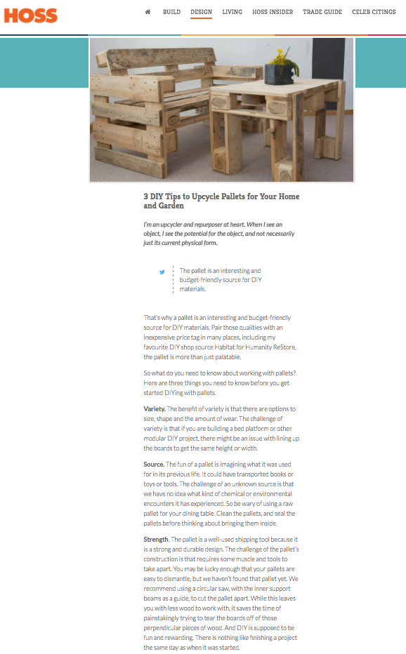 MyFixitUpLife HOSS pallets furniture DIY