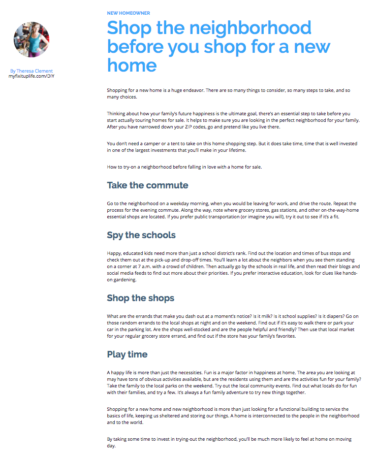 Progressive Theresa Clement MyFixitUpLife how to shop for a new home