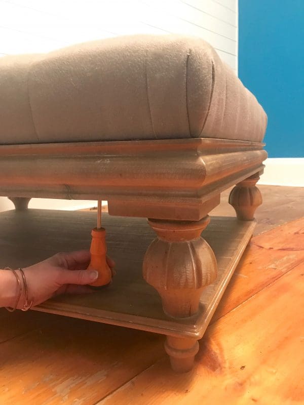 Need to recover an ottoman? Here's the DIY on how I updated ours.