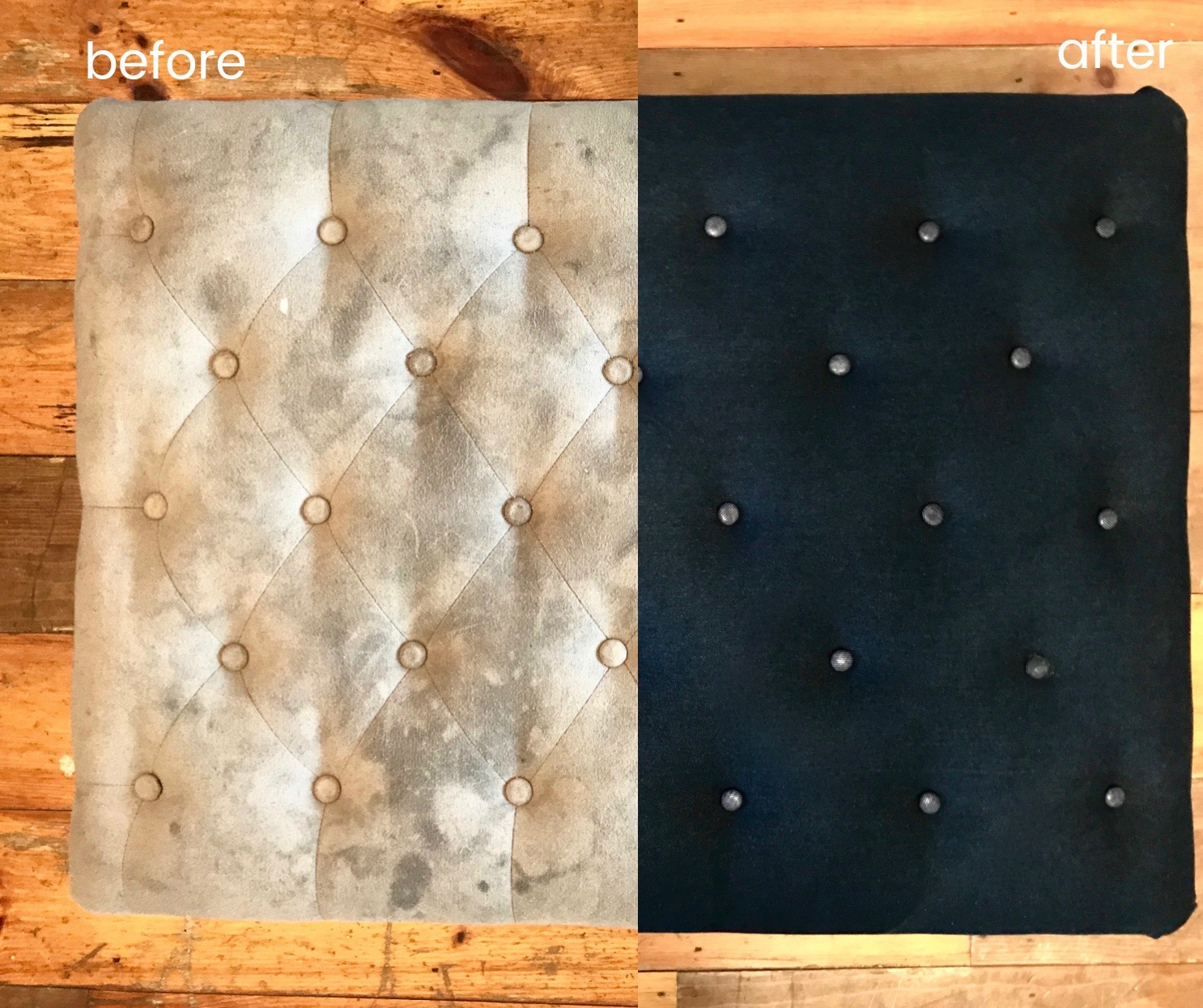 Ottoman before after upholstery denim THeresa MyFixitUpLife top view (1)