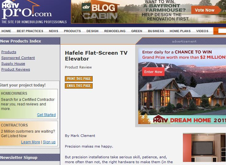 Hafele Flat-Screen TV Elevator