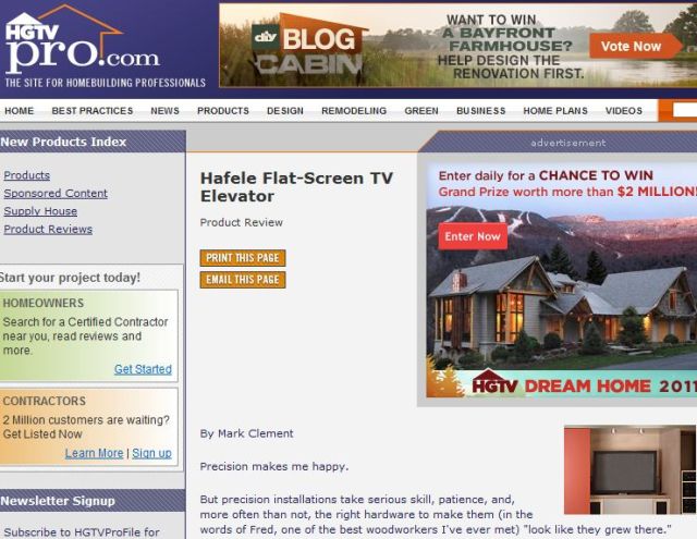 Hafele Flat-Screen TV Elevator