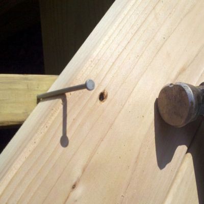 Spacer nail for cedar decking.