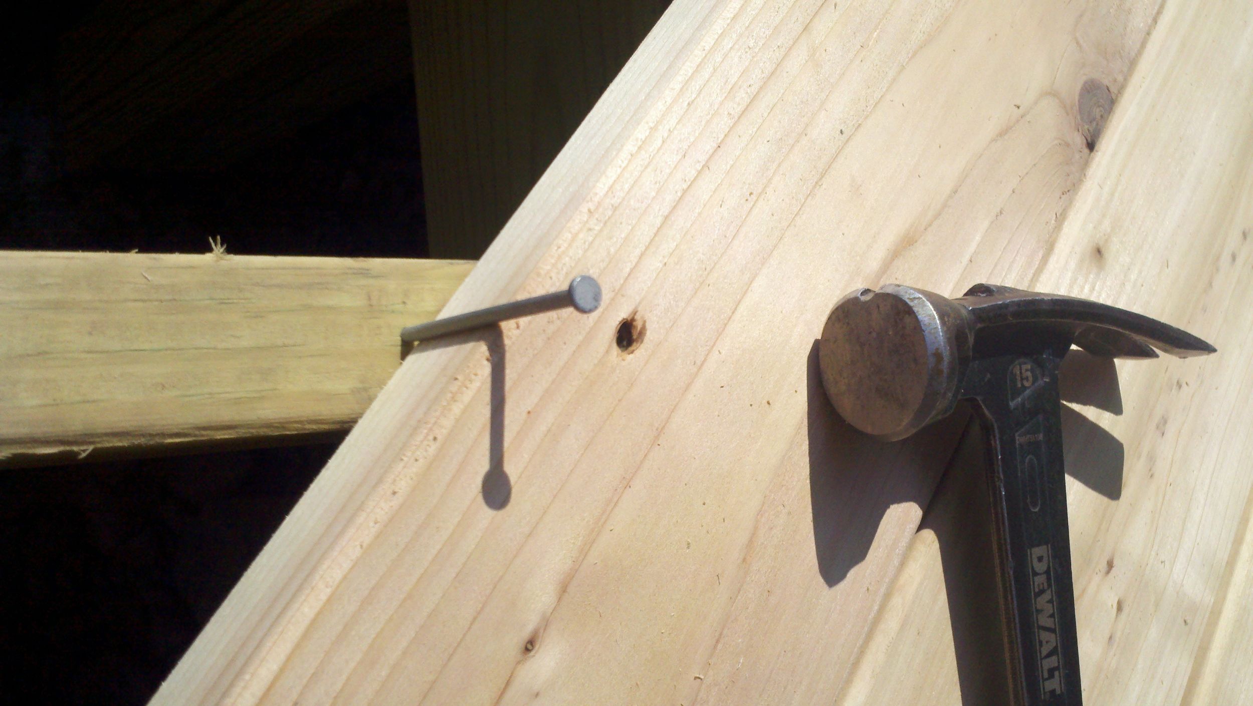 Spacer nail for cedar decking.