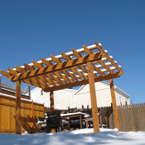 Cedar Pergola and Fence Brave The Seasons.