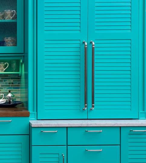 Wellborn Cabinets' Antigua door is a beach-y source for all kinds of kitchen design ideas.