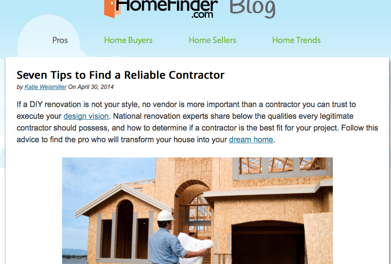 Home Finder Blog - reliable Contractor