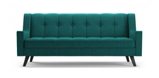 Joybird furniture 'Worthy' sofa in Klein Peacock with legs in a black wood stain