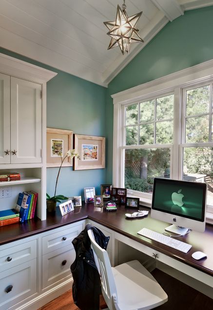 Natural light and the color green both help to keep a sense of calm, and lower stress. Green also is the color most associated with success, so perfect for a home office. But only if you like the color.