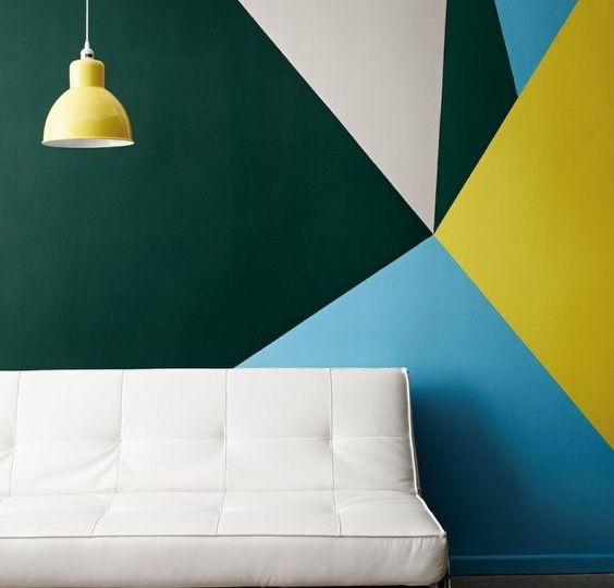 This might be my favorite painted wall. The styling of the sofa and lamp make it truly a work of art.