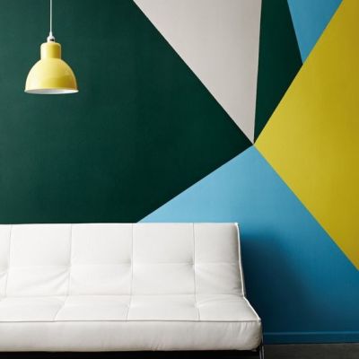 This might be my favorite painted wall. The styling of the sofa and lamp make it truly a work of art.