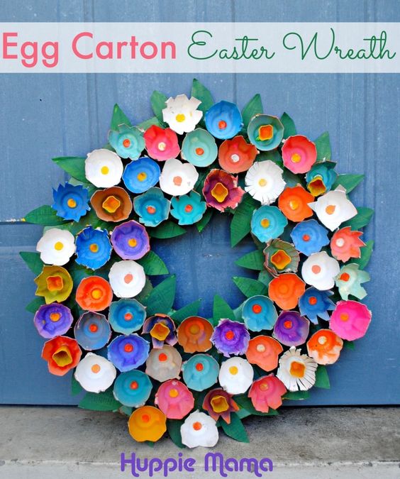 egg carton flower wreath