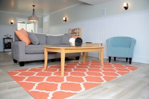 MyFixitUpLife TileBar Glidden Wood Naturally Couch Rug Wainscoting After Basement Renovation Basement Materials Guide MyFixitUpLife MyFixitUpLife MyFixitUpLife Armstrong ceiling MyFixitUpLife